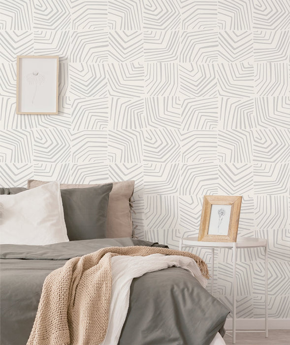 Seabrook Designs Linework Maze Fog Wallpaper Sample SL80208