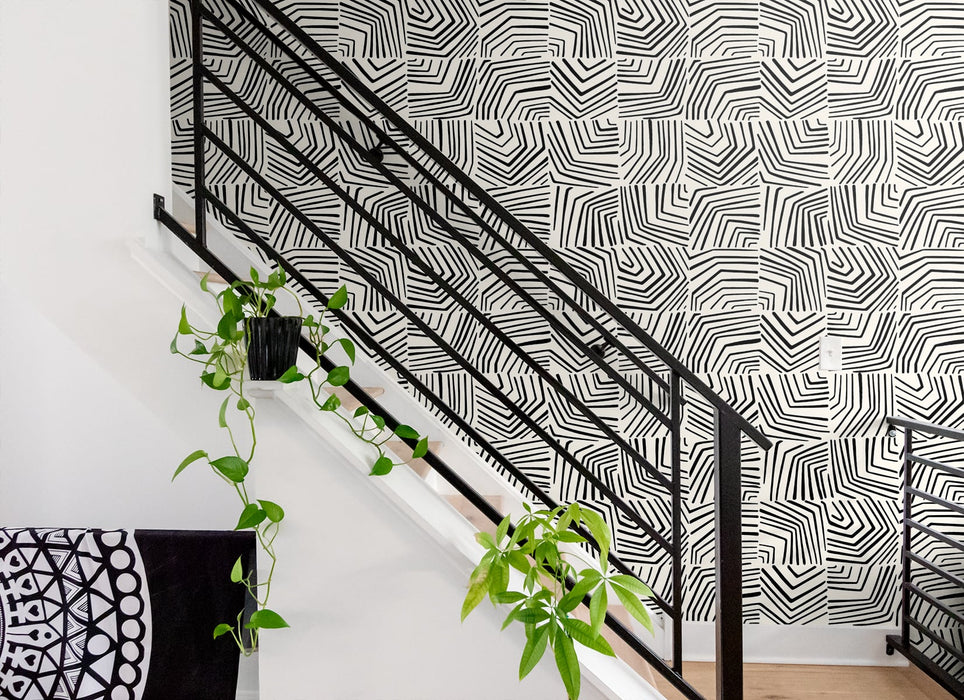 Seabrook Designs Linework Maze Inkwell Wallpaper SL80210