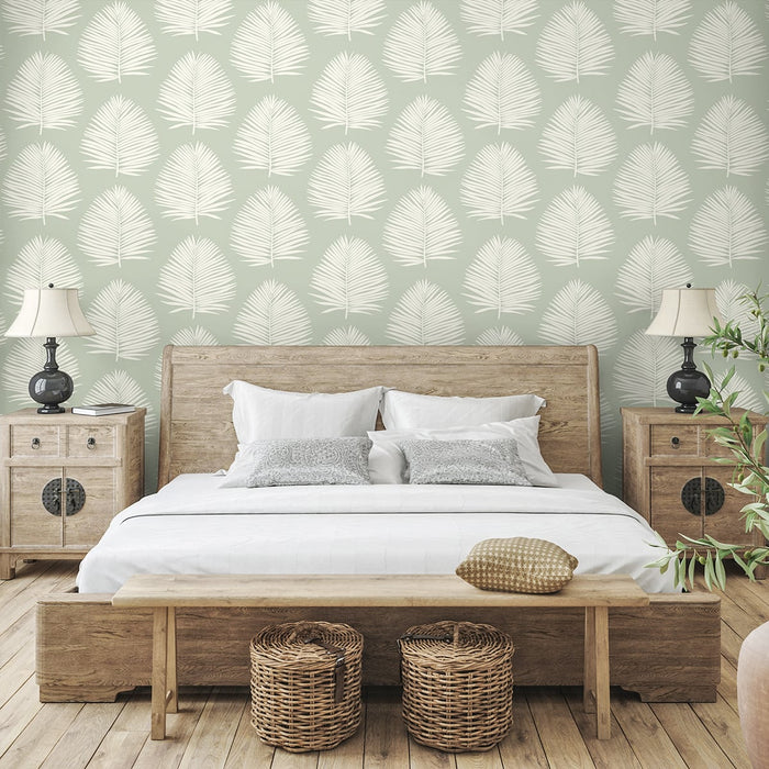 Seabrook Designs Island Palm Celadon Wallpaper Sample SL80704