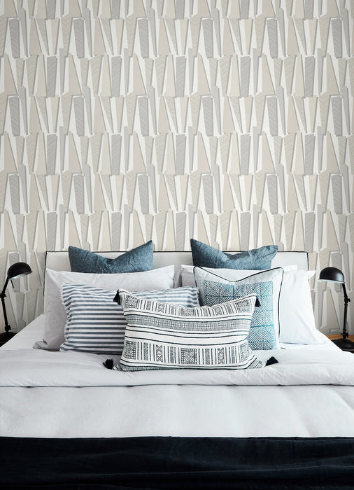 Seabrook Designs Geometric Shadows  Linen Wallpaper SL80800