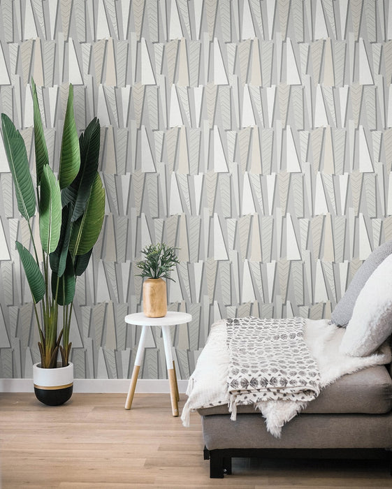 Seabrook Designs Geometric Shadows  Stone Wallpaper SL80806