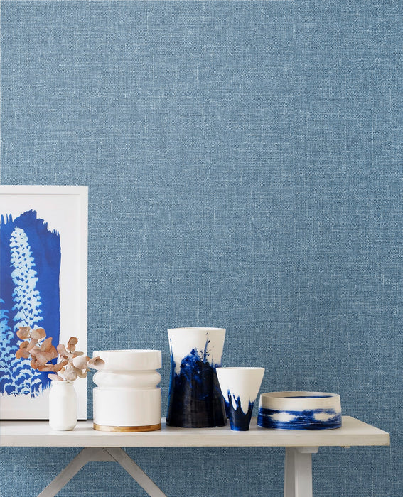 Seabrook Designs Soft Linen  Blueberry Wallpaper SL81112