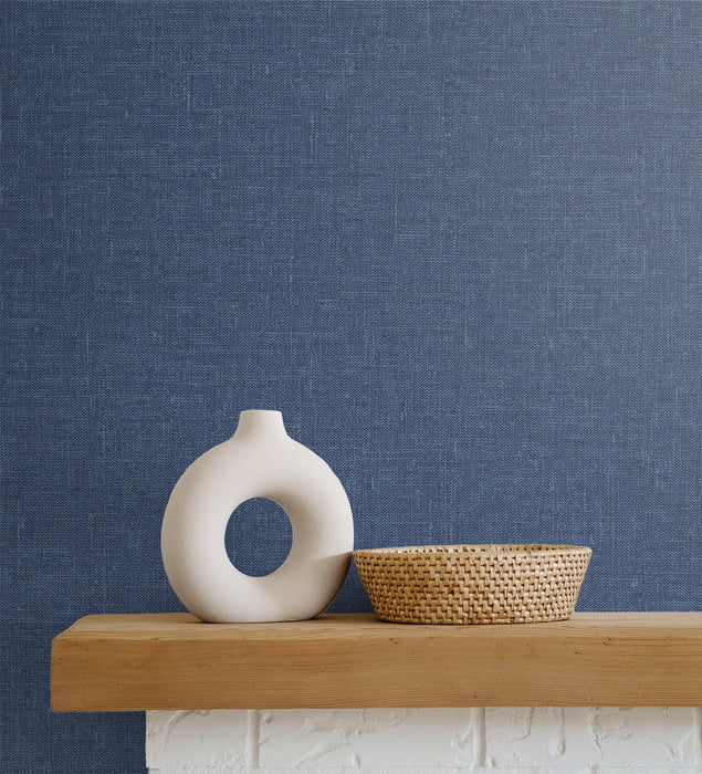 Seabrook Designs Soft Linen  Navy Wallpaper Sample SL81142