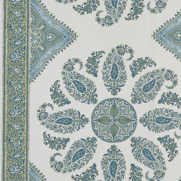 Peter Dunham Samarkand - Outdoor Blue/Green On White Fabric Sample 139SMK08