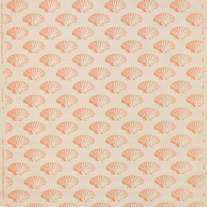 China Seas Seashells On Grasscloth Flamingo Fabric 7150GC-03GRAS