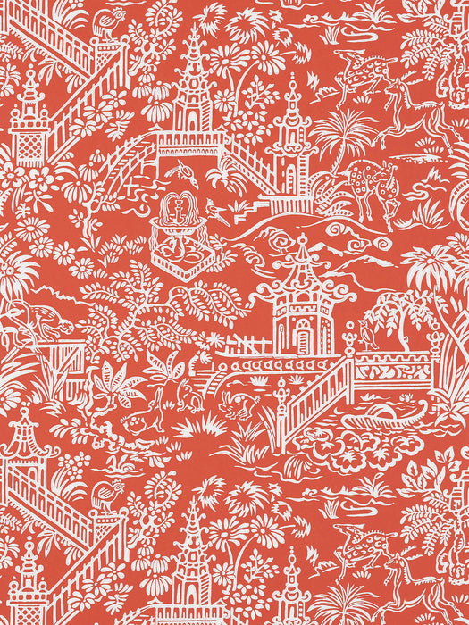 Pierre Frey Les Pagodes Rouge Wallpaper Sample FP761008