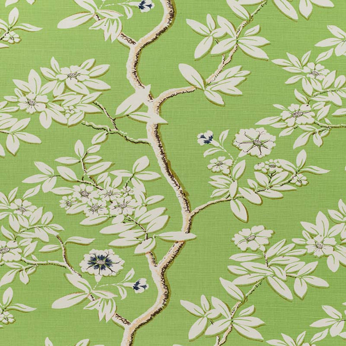 Quadrille Spring Blossom Spring Green/tan Fabric Sample 304200F-06