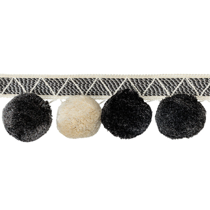 Kravet Couture Phuket Poms Ivory/Noir Trim Sample T30804.81.0