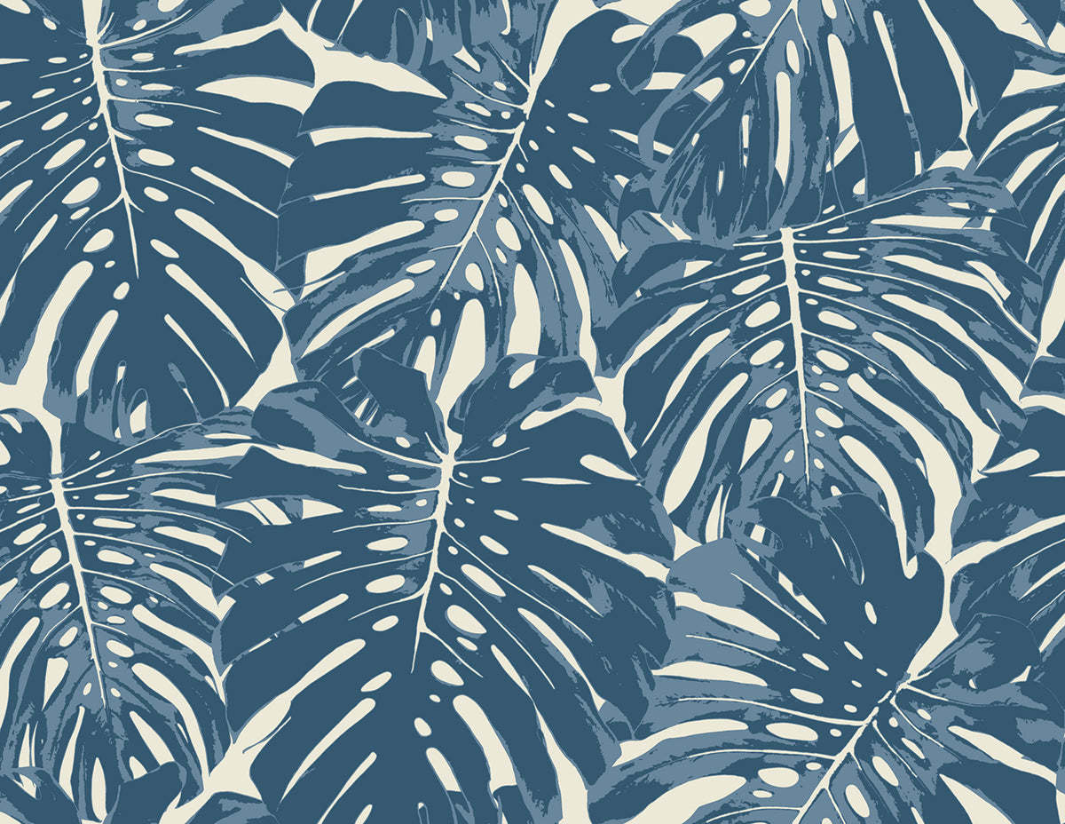 Seabrook Designs Jamaica Prussian Blue And White Wallpaper TA20002