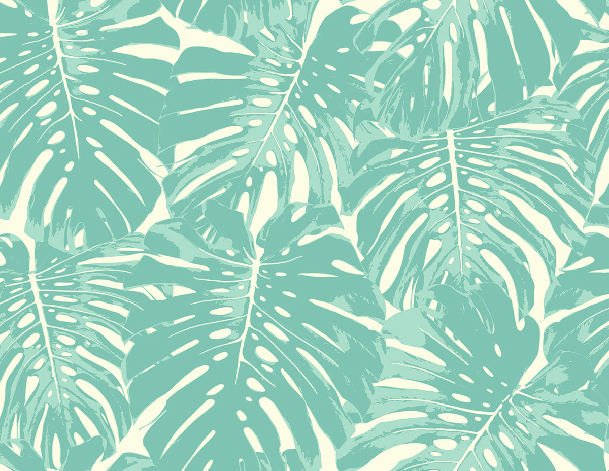 Seabrook Designs Jamaica Teal And White Wallpaper TA20014