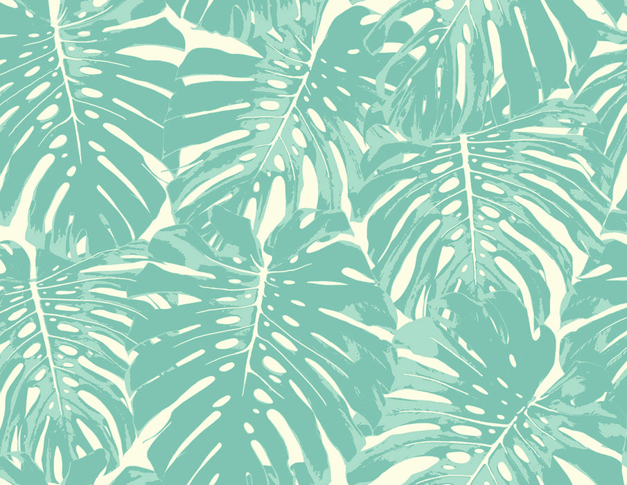 Seabrook Designs Jamaica Teal And White Wallpaper Sample TA20014