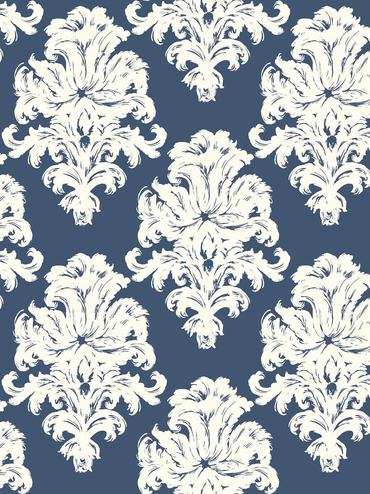 Seabrook Designs Montserrat Prussian Blue And White Wallpaper TA20102