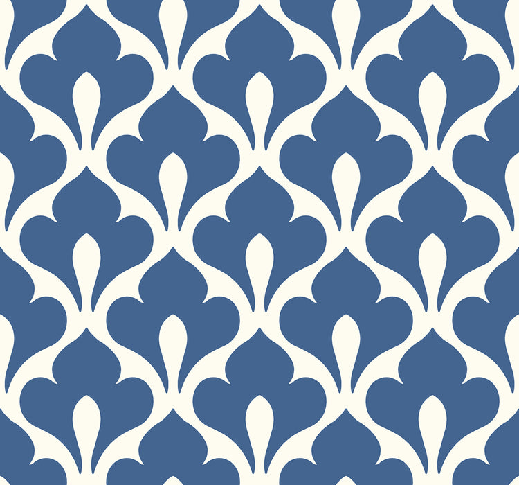 Seabrook Designs Grenada Prussian Blue And White Wallpaper TA20802