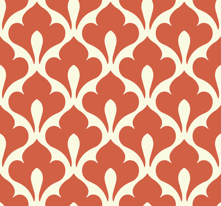 Seabrook Designs Grenada Portland Orange And Off-white Wallpaper Sample TA20806