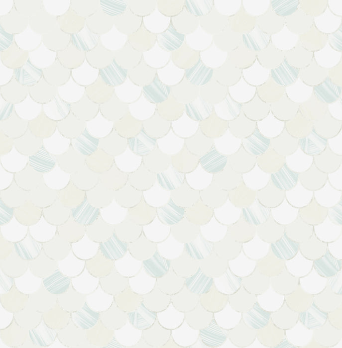 Seabrook Designs Catalina Scales Light Blue, Metallic, And White Wallpaper TA20904