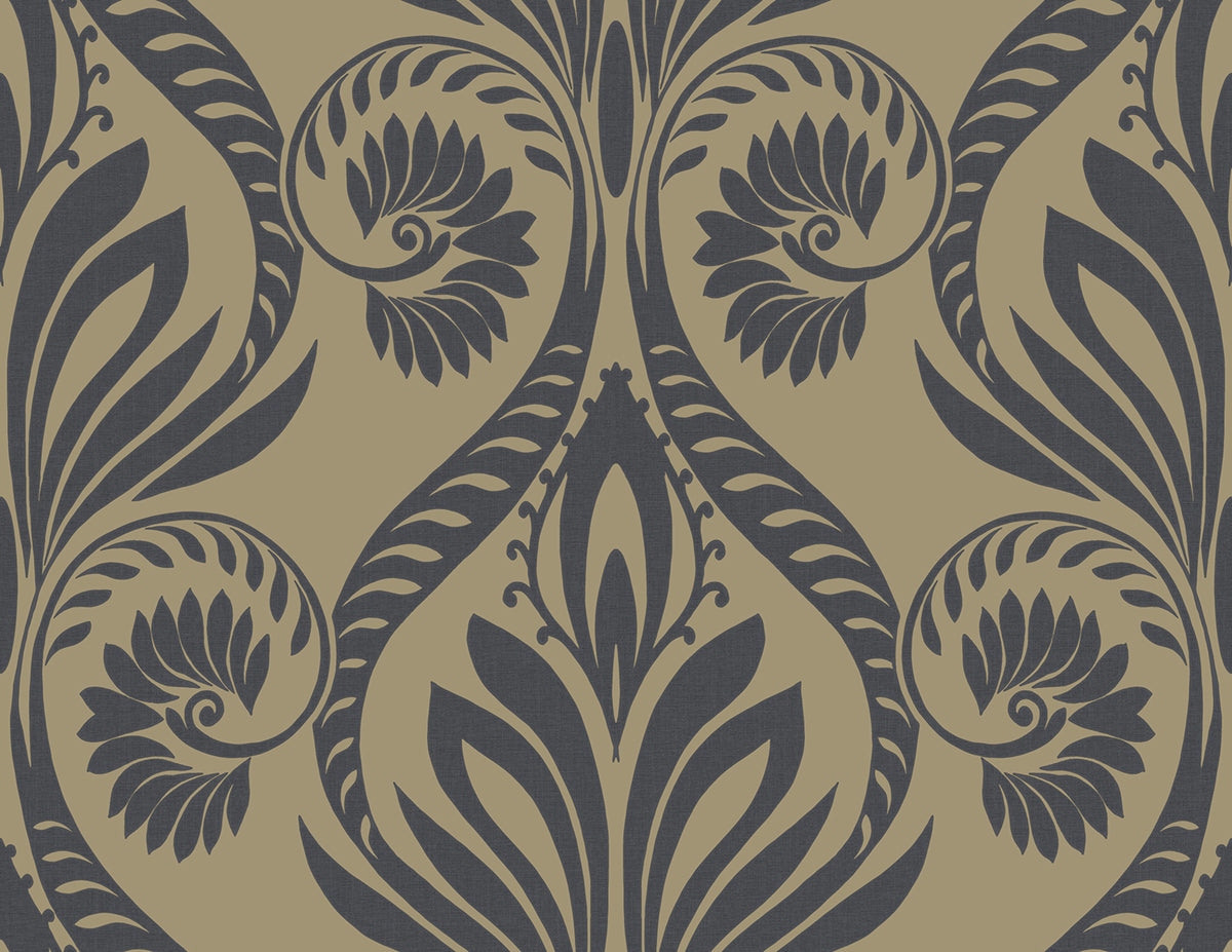 Seabrook Designs Bonaire Black And Metallic Gold Wallpaper TA21000