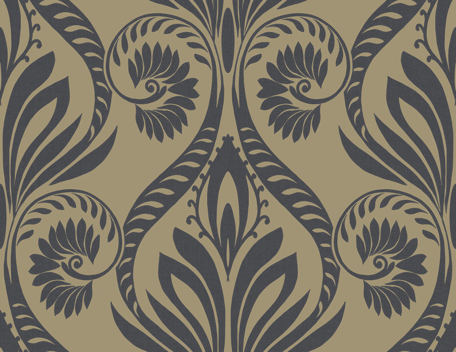 Seabrook Designs Bonaire Black And Metallic Gold Wallpaper TA21000