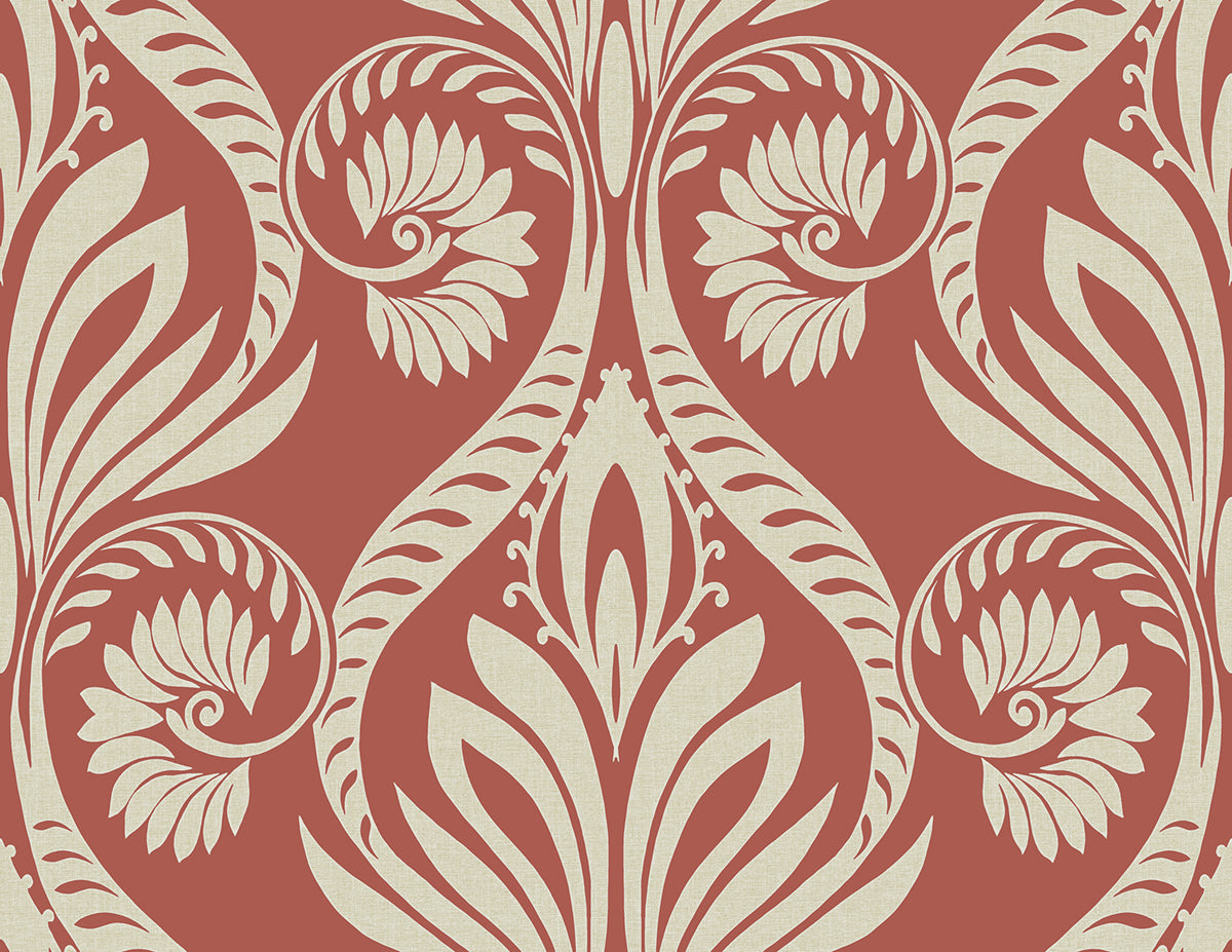 Seabrook Designs Bonaire Scarlet Red And Off-white Wallpaper TA21001