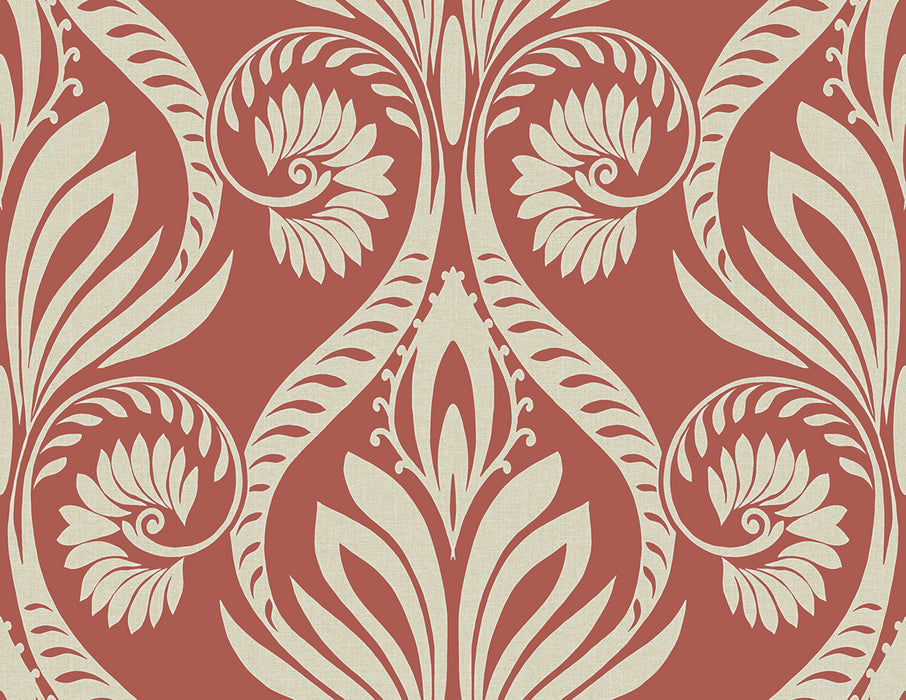 Seabrook Designs Bonaire Scarlet Red And Off-white Wallpaper Sample TA21001