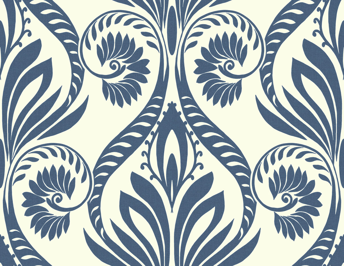 Seabrook Designs Bonaire Navy Blue And White Wallpaper TA21002