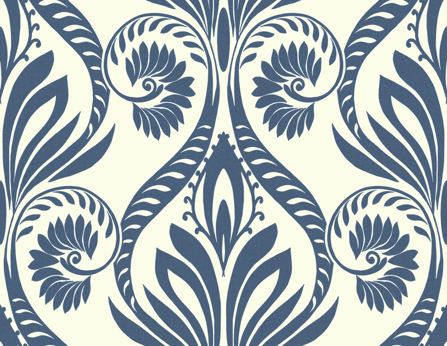 Seabrook Designs Bonaire Navy Blue And White Wallpaper Sample TA21002