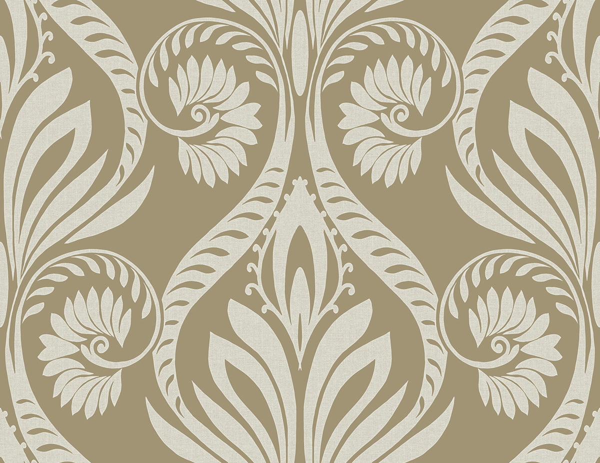 Seabrook Designs Bonaire Metallic Gold And Off-white Wallpaper TA21006