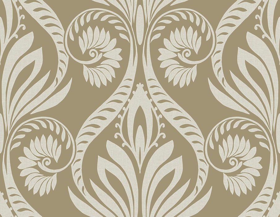 Seabrook Designs Bonaire Metallic Gold And Off-white Wallpaper Sample TA21006