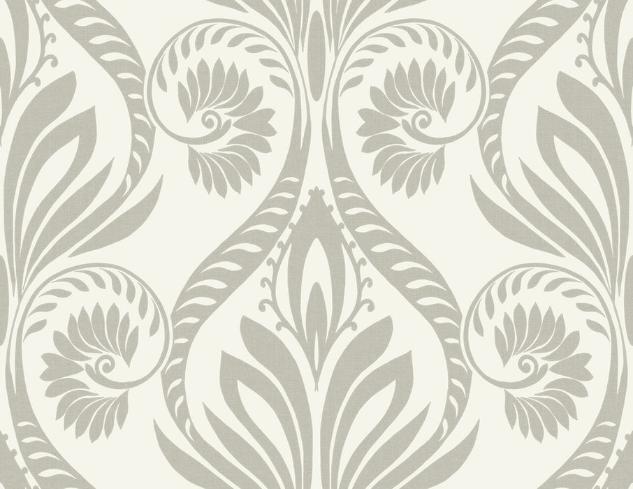 Seabrook Designs Bonaire Metallic Silver And White Wallpaper TA21008