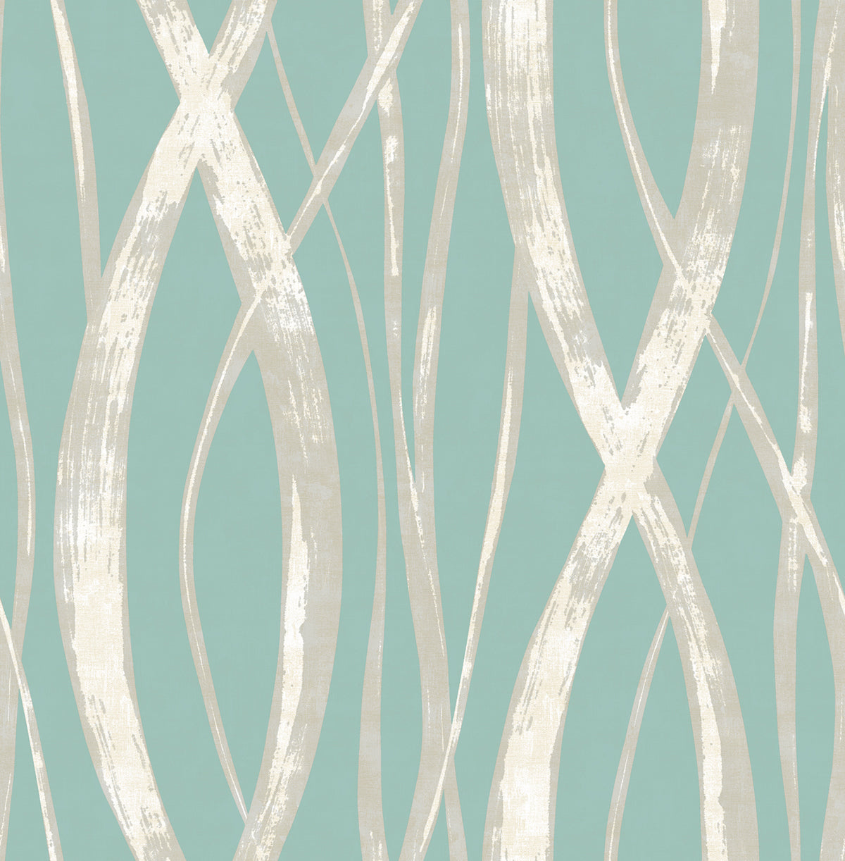 Seabrook Designs Barbados Turquoise, Metallic Silver, And White Wallpaper TA21104