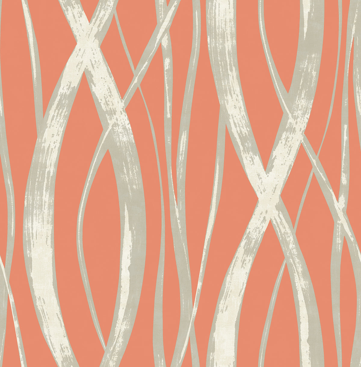 Seabrook Designs Barbados Portland Orange, Gray, And White Wallpaper TA21106