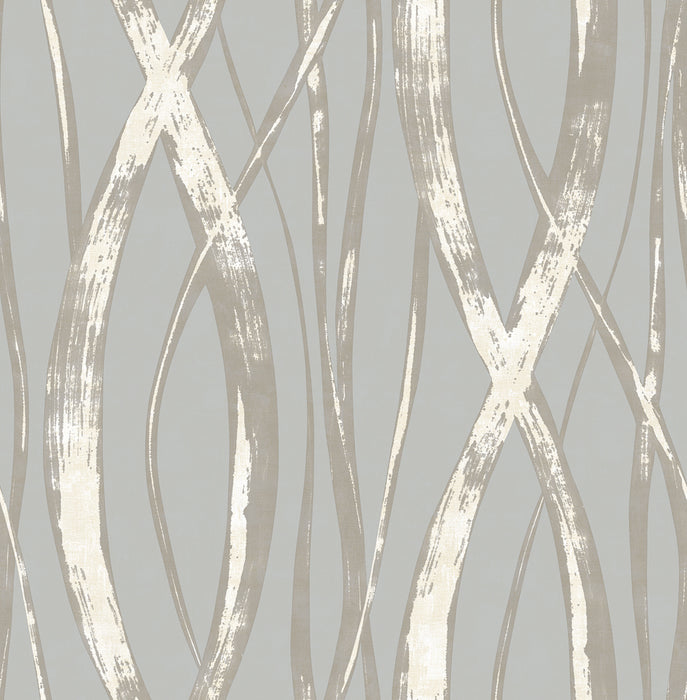 Seabrook Designs Barbados Gray, Metallic Silver, And White Wallpaper Sample TA21108