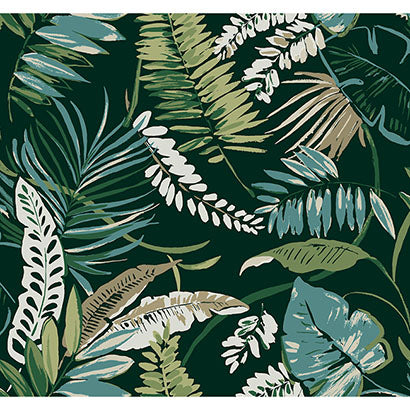 York Tropical Toss Dark Green Wallpaper TC2621