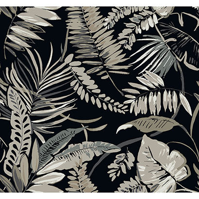 York Tropical Toss Black Wallpaper TC2625