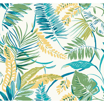 York Tropical Toss Aqua & Yellow Wallpaper TC2626