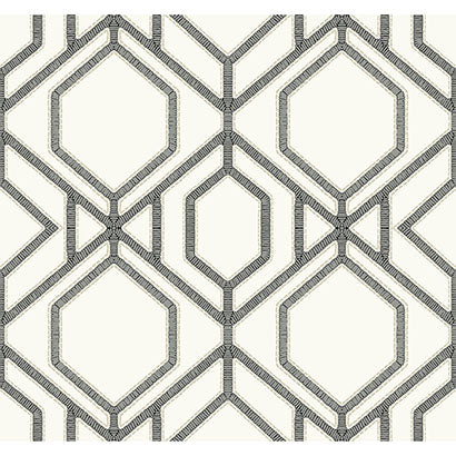 York Sawgrass Trellis White & Grey Wallpaper TC2632