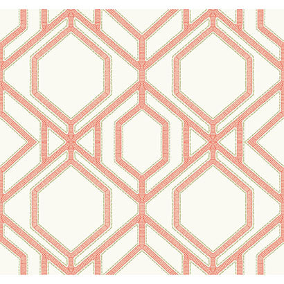 York Sawgrass Trellis Coral Wallpaper TC2636