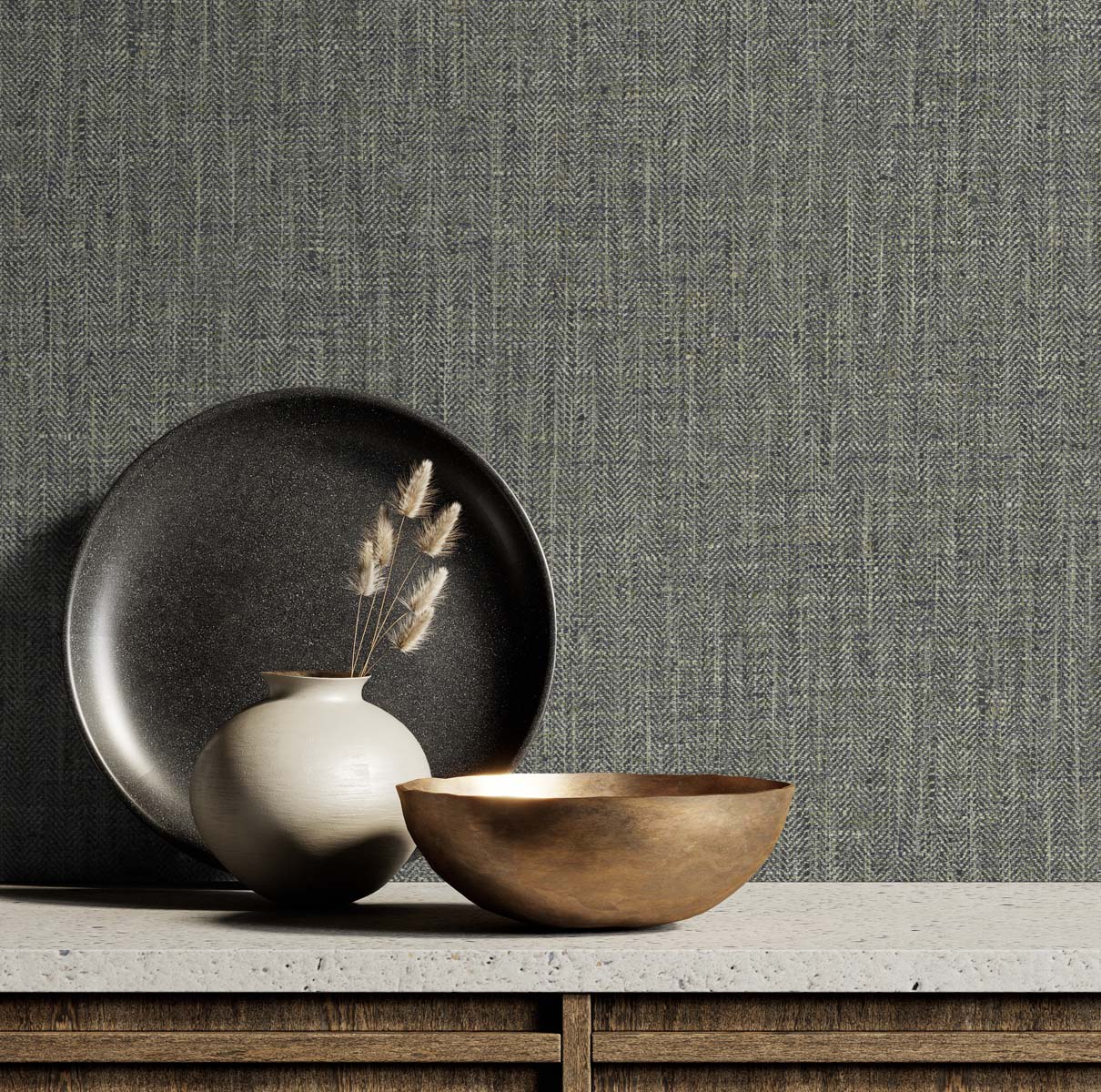 Seabrook Designs Tweed Salt & Pepper Wallpaper TG60010