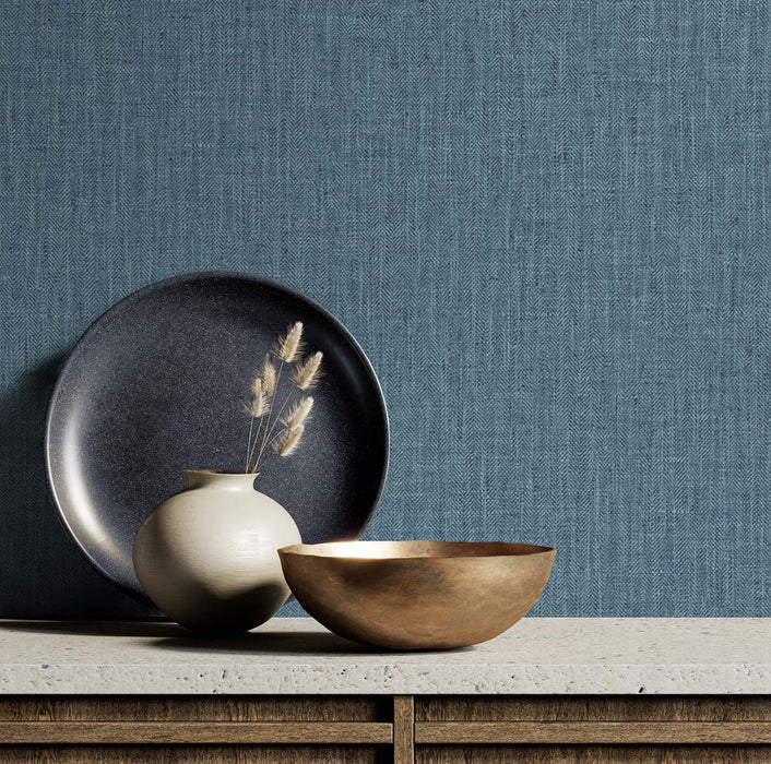 Seabrook Designs Tweed Washed Blue Wallpaper Sample TG60013