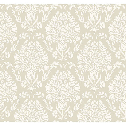 York Block Print Damask Beige Wallpaper TL1934