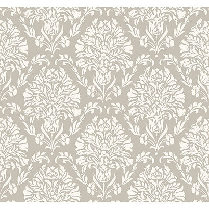 York Block Print Damask Grey Wallpaper TL1935