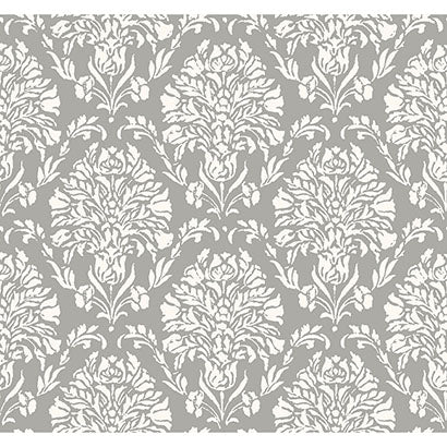 York Block Print Damask Dark Grey Wallpaper TL1936