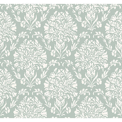 York Block Print Damask Green Wallpaper TL1937