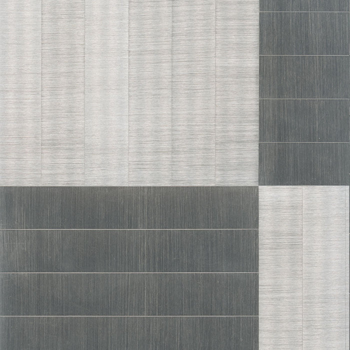 Maya Romanoff True Metals Basketweave Scoured Aluminum Wallpaper Sample MR-TM-1176