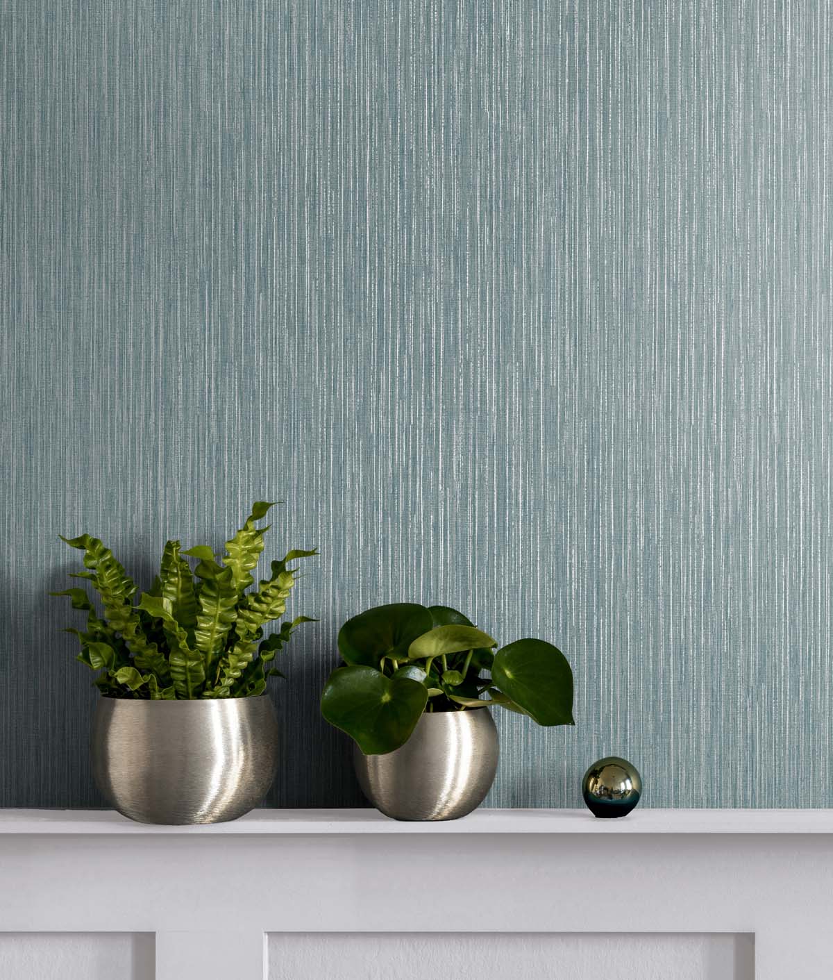 Seabrook Designs Vertical Stria Agave & Metallic Silver Wallpaper Sample TS80904