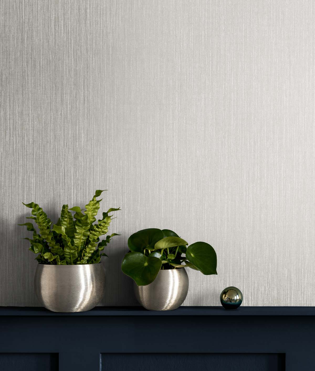 Seabrook Designs Vertical Stria Fog & Metallic Silver Wallpaper Sample TS80908