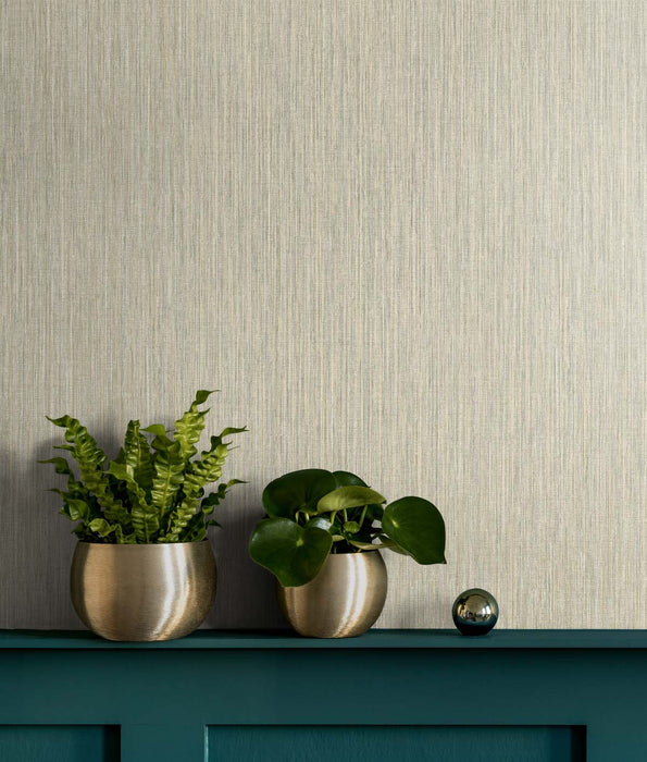 Seabrook Designs Vertical Stria Desert & Metallic Gold Wallpaper Sample TS80925