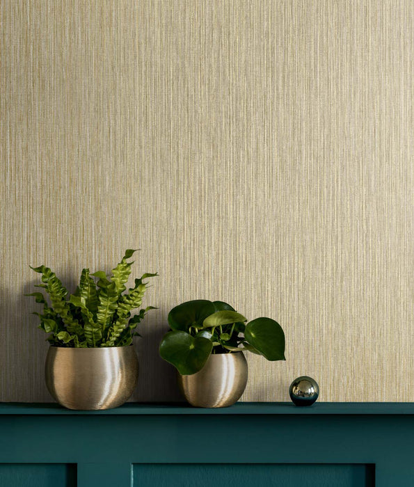 Seabrook Designs Vertical Stria Sand Dunes & Metallic Gold Wallpaper Sample TS80955