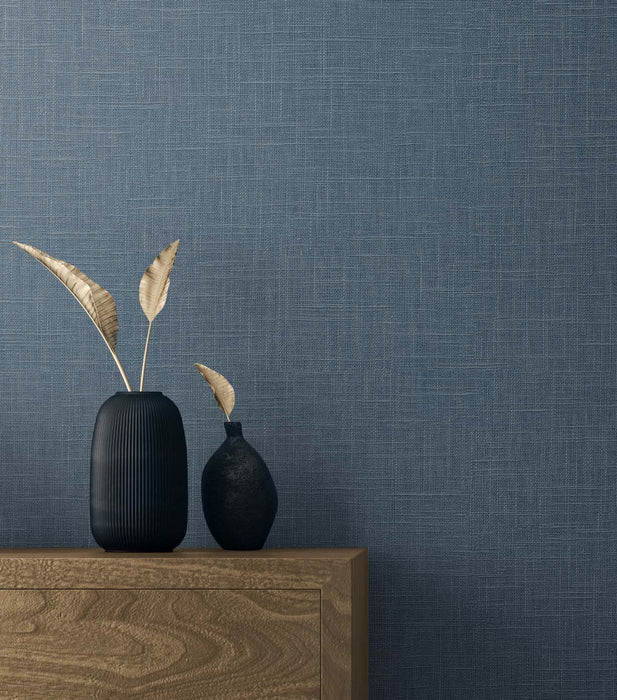 Seabrook Designs Myrna Linen Marine Blue Wallpaper Sample TS81902