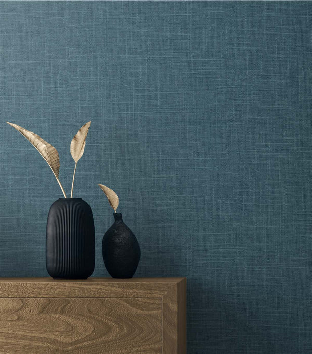 Seabrook Designs Myrna Linen Electric Blue Wallpaper Sample TS81904