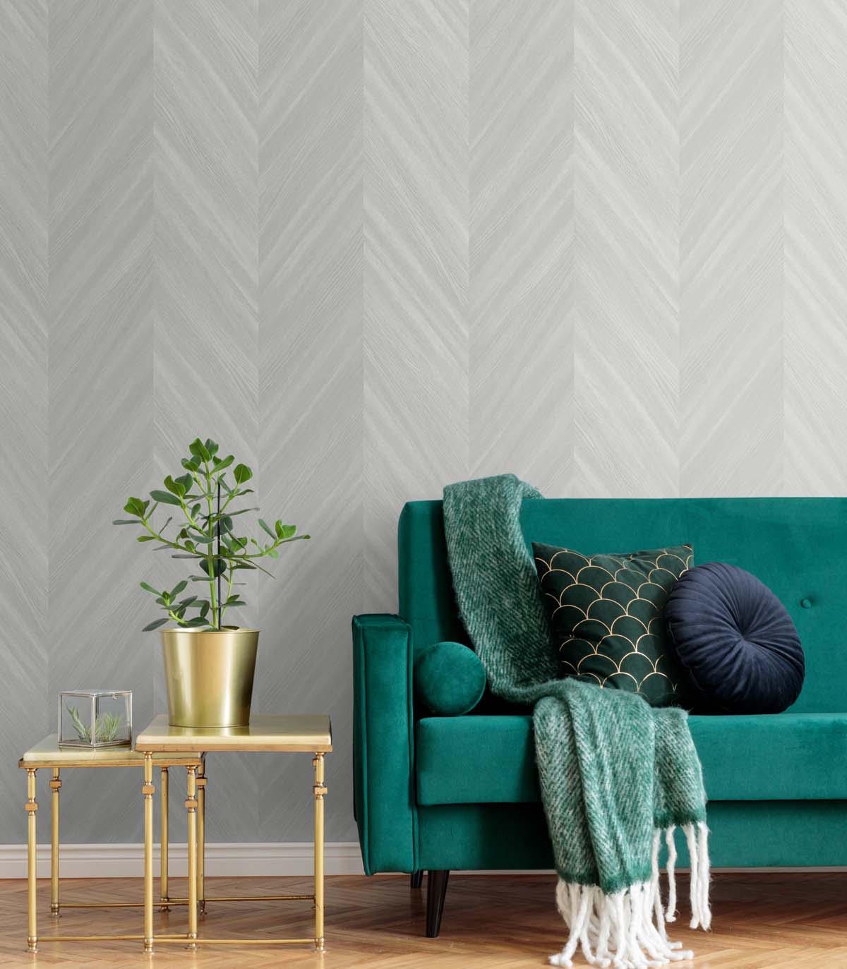 Seabrook Designs Chevron Wood Aura Wallpaper Sample TS82100